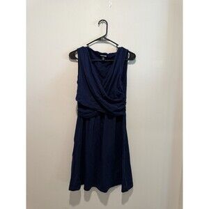 Landsʻ End Navy Cotton Blend Dress Womens Size S/P